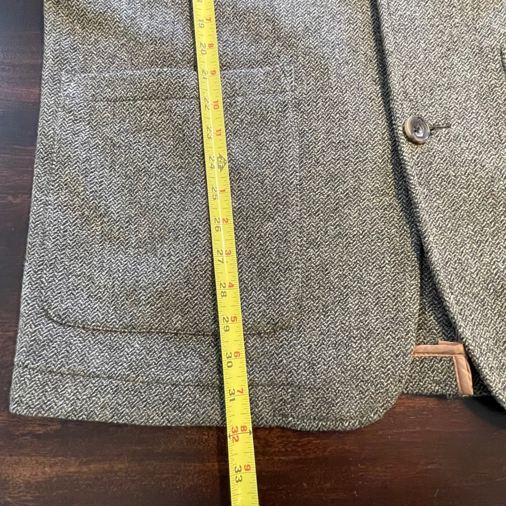 Vintage Banana Republic Mens Herringbone Wool Blazer Elbow Patches Brown Medium - Picture 8 of 11